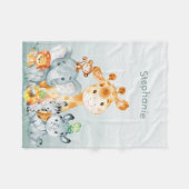 Gray Munt Waterverf Cute Safari Oerwouden Fleece Deken (Voorkant (Horizontaal))