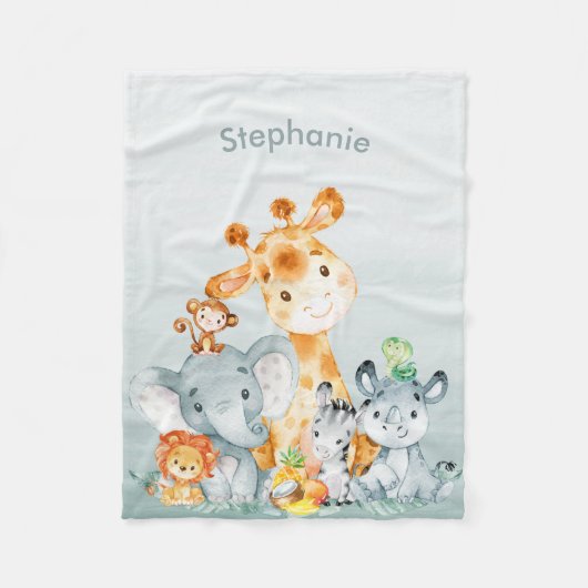 Gray Munt Waterverf Cute Safari Oerwouden Fleece Deken (Voorkant)