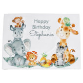 Gray Munt Waterverf Cute Safari Oerwouden Groot Cadeauzakje (Voorkant)