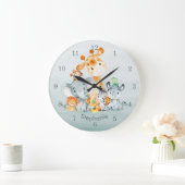 Gray Munt Waterverf Cute Safari Oerwouden Grote Klok (Huis)