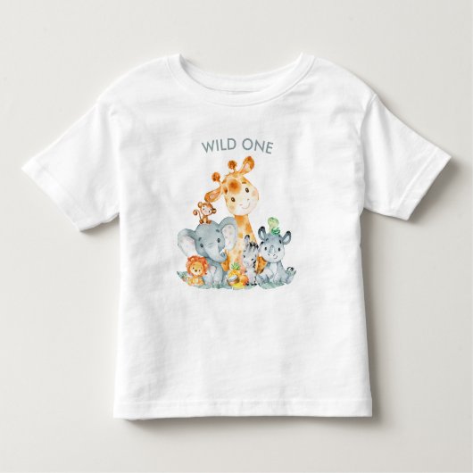 Gray Munt Waterverf Cute Safari Oerwouden Kinder Shirts (Voorkant)