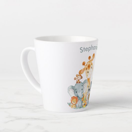 Gray Munt Waterverf Cute Safari Oerwouden Latte Mok (Linkerhoek)