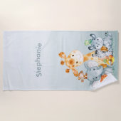 Gray Munt Waterverf Cute Safari Oerwouden Strandlaken (Voorkant)