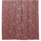 Gray musical notes on Earthy Marsala Douchegordijn (Voorkant)