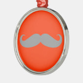 Gray Mustache Pattern Metalen Ornament (Links)