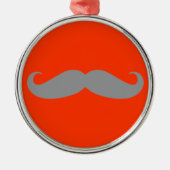 Gray Mustache Pattern Metalen Ornament (Voorkant)