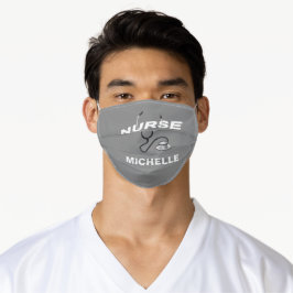 GRAY Name Nurse Stoffen Mondkapje