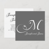Gray Names Monogram M Wedding Invitations Kaart (Voorkant / Achterkant)
