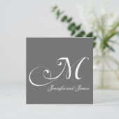 Gray Names Monogram M Wedding Invitations Kaart (Staand voorkant)