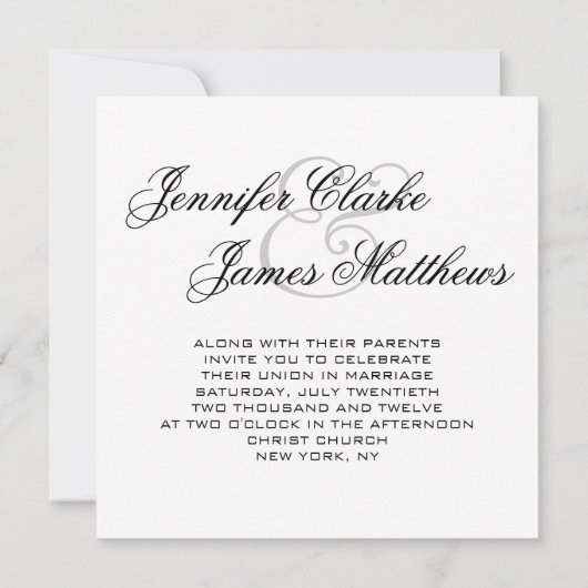 Gray Names Monogram M Wedding Invitations Kaart (Achterkant)