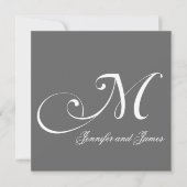 Gray Names Monogram M Wedding Invitations Kaart (Voorkant)