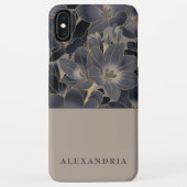 Gray & Navy Blue Floral | Gepersonaliseerd Case-Mate iPhone Case (Achterkant)