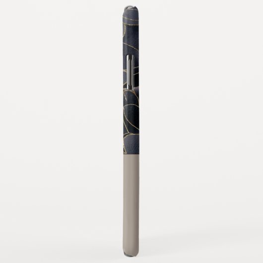 Gray & Navy Blue Floral | Gepersonaliseerd Case-Mate iPhone Case (Achterkant/rechts)