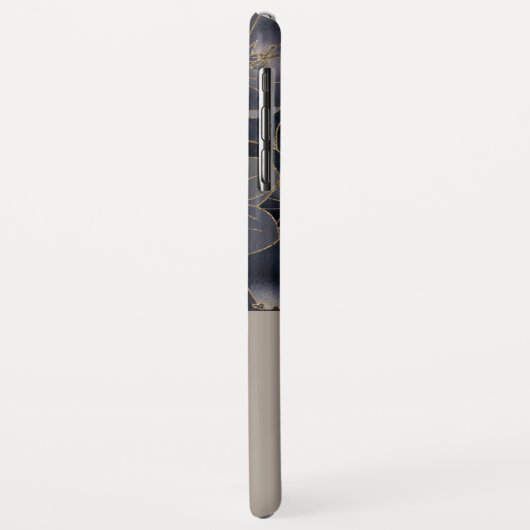 Gray & Navy Blue Floral | Gepersonaliseerd Case-Mate iPhone Case (Achterkant/links)