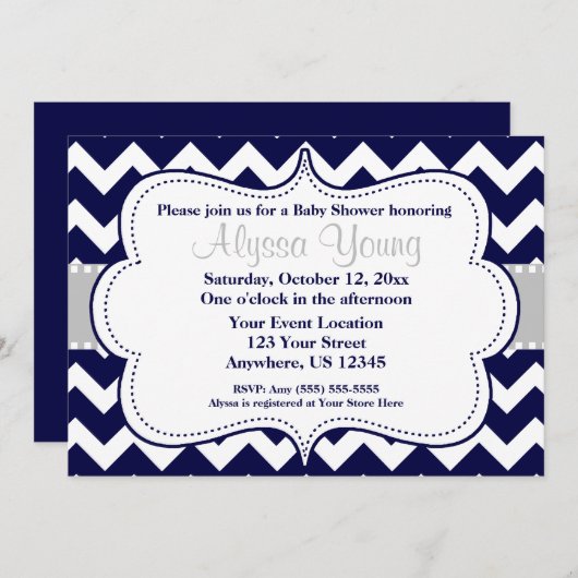 Gray Navy Chevron Kaart (Voorkant / Achterkant)