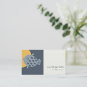 GRAY NAVY OCHRE CUTE SANDI LITTLE FISH BABYSITTER VISITEKAARTJE (Staand voorkant)