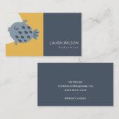 GRAY NAVY OCHRE CUTE SANDI LITTLE FISH BABYSITTER VISITEKAARTJE (Voorkant / Achterkant)