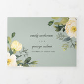 GRAY NAVY YELLOW PEONY FLORAL WATERVERF WEDING DRIELUIK UITNODIGING (Cover)