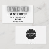 Gray Neon Modern Dank u Logo Media Invoegen Visitekaartje (Voorkant / Achterkant)