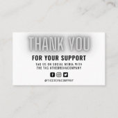 Gray Neon Modern Dank u Logo Media Invoegen Visitekaartje (Voorkant)