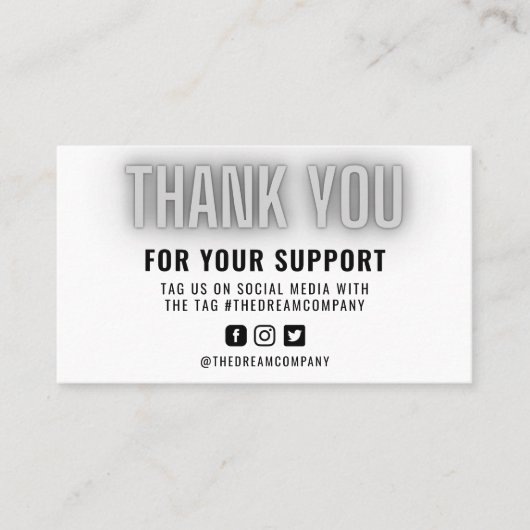 Gray Neon Modern Dank u Logo Media Invoegen Visitekaartje (Voorkant)