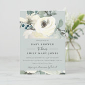 GRAY NEUTRAL IVORY WITTE BUNCH BABY SHOWER KAART (Staand voorkant)