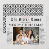 Gray Newspaper Merry Kerstmis Fun-fotokaart Kaart (Voorkant / Achterkant)