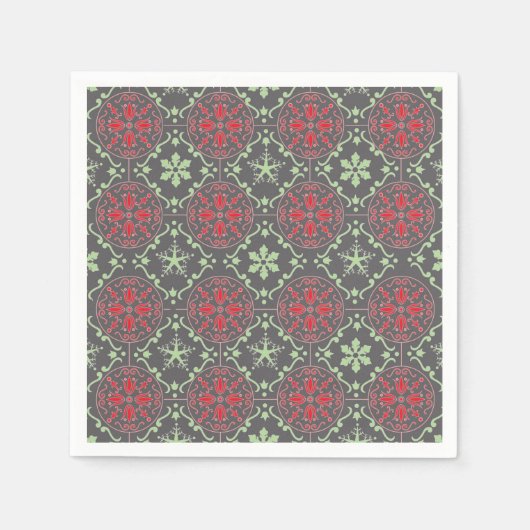 Gray Nordic Snowflake Winter Pattern Rustic Servet (Voorkant)