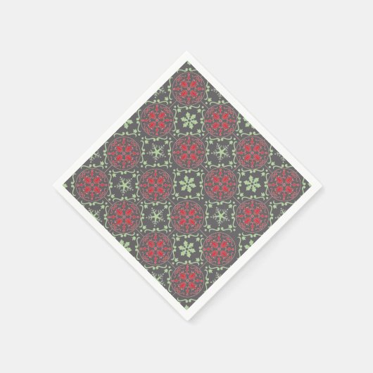 Gray Nordic Snowflake Winter Pattern Rustic Servet (Hoek)