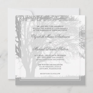 Gray Oak Tree Winter Weddenschap Kaart