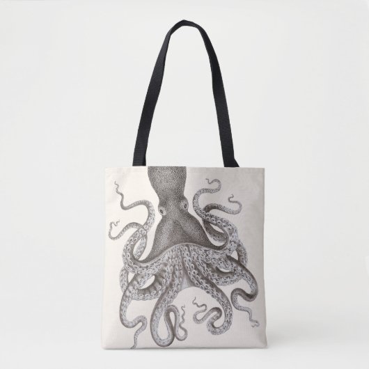 Gray  Octopus Illustratie Tote Bag (Voorkant)