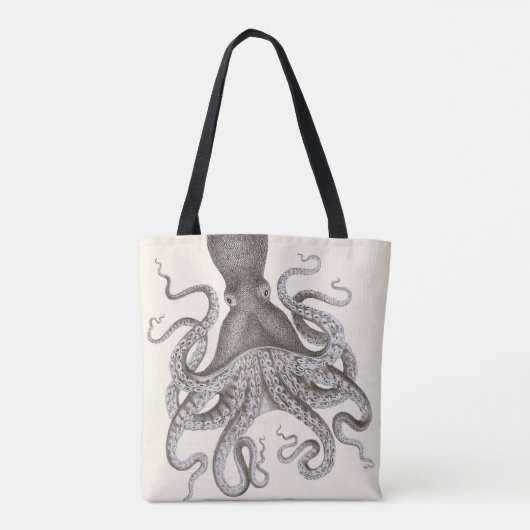 Gray  Octopus Illustratie Tote Bag (Achterkant)