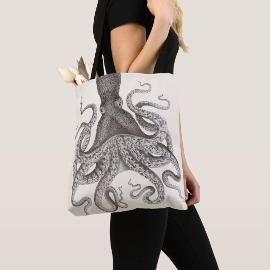 Gray  Octopus Illustratie Tote Bag (Dichtbij)