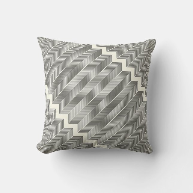 Gray & Off White Arrow Herringbone Pattern Kussen (Voorkant)