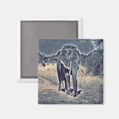Gray old elephant walking magneet (Voorkant / Achterkant)