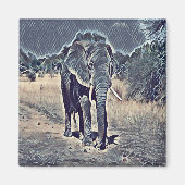 Gray old elephant walking magneet (Voorkant)