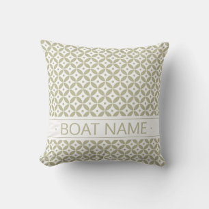 Gray Olive & White Geometric Pattern Shippo. Boat Buitenkussen