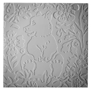 Gray Ombre Beer Woodland Ingegraven Floral Natuur Tegeltje