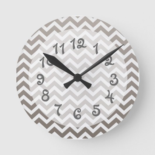 Gray Ombre Chevron Ronde Klok (Voorkant)