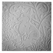 Gray Ombre Fox Woodland Embossed Winter Snowflake Tegeltje (Voorkant)