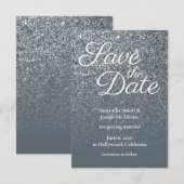 Gray Ombre Glitter Foto opslaan Datum Kaart (Voorkant / Achterkant)
