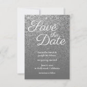 Gray Ombre Silver Glitter Foto slaat Datum op Kaart (Voorkant)