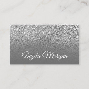 Gray Ombre Silver Glitter Foto Visitekaartje