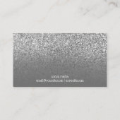 Gray Ombre Silver Glitter Foto Visitekaartje (Achterkant)