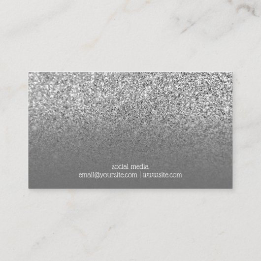 Gray Ombre Silver Glitter Foto Visitekaartje (Achterkant)