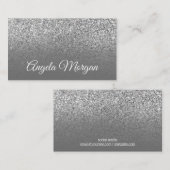 Gray Ombre Silver Glitter Foto Visitekaartje (Voorkant / Achterkant)