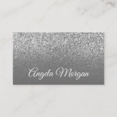 Gray Ombre Silver Glitter Foto Visitekaartje (Voorkant)