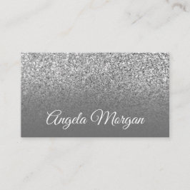 Gray Ombre Silver Glitter Foto Visitekaartje