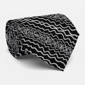 Gray On Black Curvy Twisty Line Drawing Pattern   Stropdas (Opgerold)
