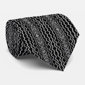 Gray On Black Curvy Twisty Line Drawing Pattern   Stropdas (Opgerold)